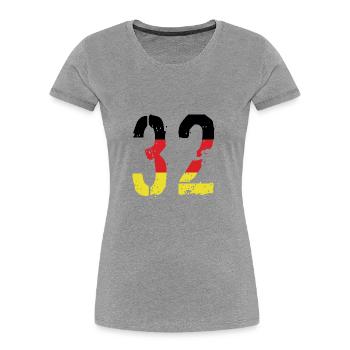 Maillot 32 Numéro Allemagne - T-shirt bio Premium Femme - gris chiné - Devant - Mia (176cm)