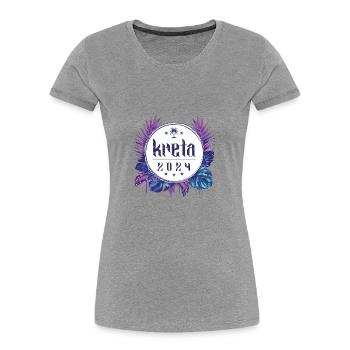 Crète 2024 - T-shirt bio Premium Femme - gris chiné - Devant - Mia (176cm)