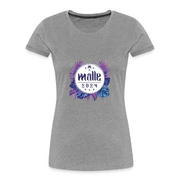 Malle 2024 - T-shirt bio Premium Femme - gris chiné - Devant - Mia (176cm)