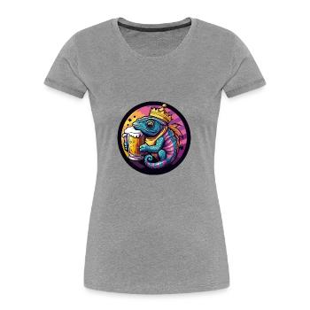 Chameleon Bier Comic - Frauen Premium Bio T-Shirt - Grau meliert - Vorne - Mia (176cm)