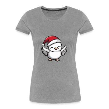 Taube Vogel Weihnachten Niedlich - Frauen Premium Bio T-Shirt - Grau meliert - Vorne - Mia (176cm)