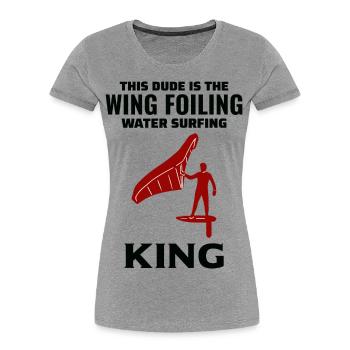 Wing Foiling Hydrofoil Surfen Surf Wassersport - Frauen Premium Bio T-Shirt - Grau meliert - Vorne - Mia (176cm)