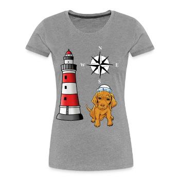 maritime seal sailor sailor dog lighthouse - Women's Premium Organic T-Shirt - heather grey - Front - Mia (176cm)