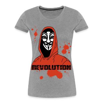 Anonymous und die Rote Revolution - Frauen Premium Bio T-Shirt - Grau meliert - Vorne - Mia (176cm)
