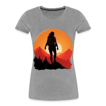 Hiking Hiking Female Woman - Women's Premium Organic T-Shirt - heather grey - Front - Mia (176cm)