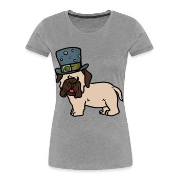 Idée cadeau Dog Owner Pug Hat Mister Sir - T-shirt bio Premium Femme - gris chiné - Devant - Mia (176cm)