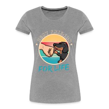 Best Friends For Life - Shorthair Dachshund - Women's Premium Organic T-Shirt - heather grey - Front - Mia (176cm)