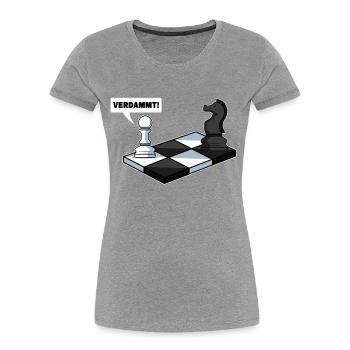 Lustiges Schachspieler Schachfiguren Schachspiel - Frauen Premium Bio T-Shirt - Grau meliert - Vorne - Mia (176cm)