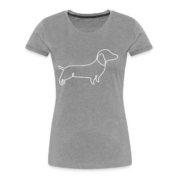 Single Line Design - Dachshund - Women's Premium Organic T-Shirt - heather grey - Front - Mia (176cm)