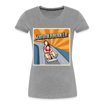 Toboggan d’été Piste de luge d’été - T-shirt bio Premium Femme - gris chiné - Devant - Mia (176cm)