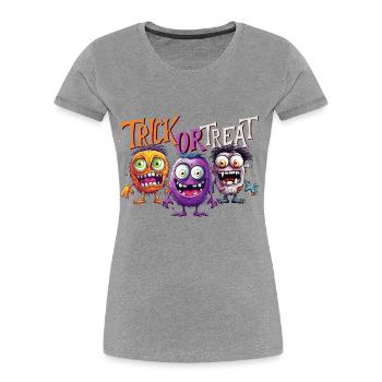 Halloween Monster Trick ou Treat Cute Creepy - T-shirt bio Premium Femme - gris chiné - Devant - Mia (176cm)