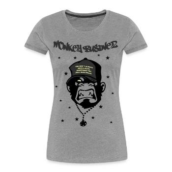Monkey Businez - Frauen Premium Bio T-Shirt - Grau meliert - Vorne - Mia (176cm)