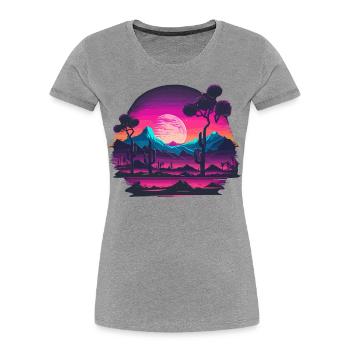 Vaporwave Artwork - Women's Premium Organic T-Shirt - heather grey - Front - Mia (176cm)