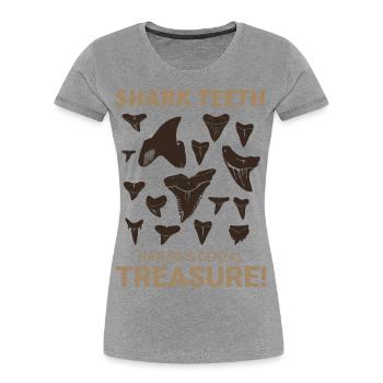 Collectionneur de dents de requin Chasse aux fossiles Paléontologie - T-shirt bio Premium Femme - gris chiné - Devant - Mia (176cm)