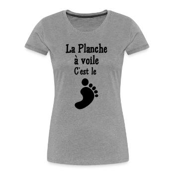 Windsurfen / Windsurfer / Windsurf / Windsurfing - Frauen Premium Bio T-Shirt - Grau meliert - Vorne - Mia (176cm)