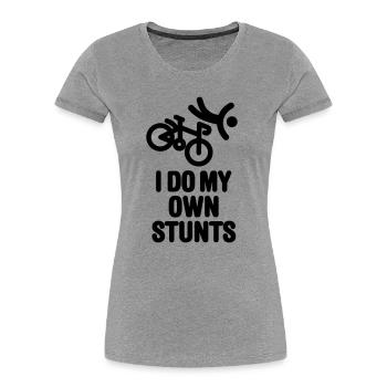 I do my own stunts - racing bicycle - Women's Premium Organic T-Shirt - heather grey - Front - Mia (176cm)