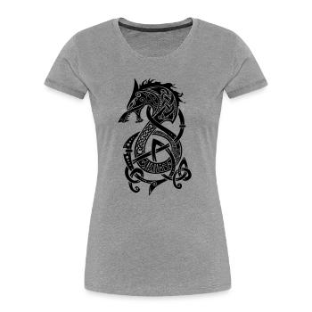 Fenrir - Women's Premium Organic T-Shirt - heather grey - Front - Mia (176cm)