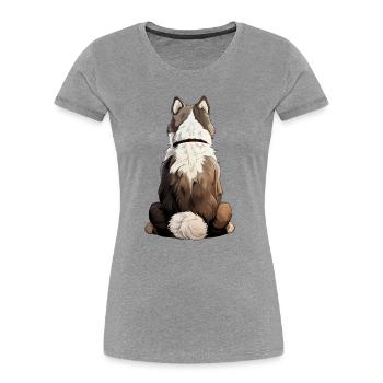 Husky sibérien - T-shirt bio Premium Femme - gris chiné - Devant - Mia (176cm)