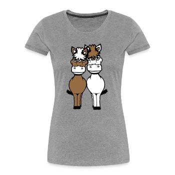 2 Pferde Mann Frau Liebespaar Freunde Liebe Team - Frauen Premium Bio T-Shirt - Grau meliert - Vorne - Mia (176cm)