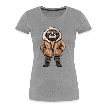 Sloth Cool Winter - Women's Premium Organic T-Shirt - heather grey - Front - Mia (176cm)