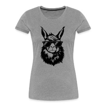 Cooler Lama Kopf mit Sonnnenbrille - Frauen Premium Bio T-Shirt - Grau meliert - Vorne - Mia (176cm)