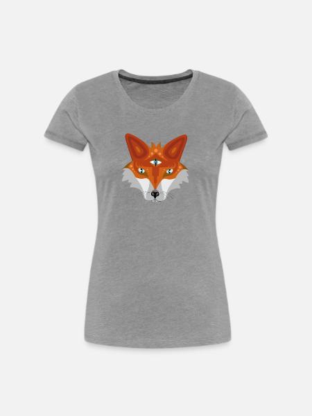 open minded fox - Frauen Premium Bio T-Shirt - Grau meliert