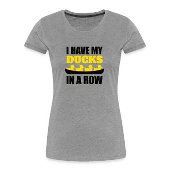 Rudermannschaft Lustiges Rudern - Frauen Premium Bio T-Shirt - Grau meliert - Vorne - Mia (176cm)