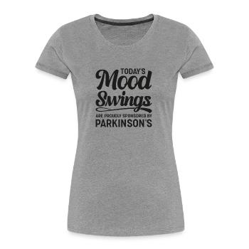 Drôle de sensibilisation à la maladie de Parkinson Sautes d’humeur - T-shirt bio Premium Femme - gris chiné - Devant - Mia (176cm)