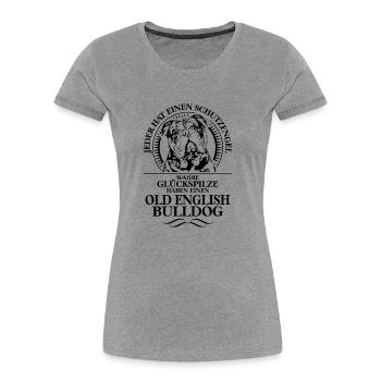 OLD ENGLISH BULLDOG Schutzengel Spruch WILSIGNS - Frauen Premium Bio T-Shirt - Grau meliert - Vorne - Mia (176cm)