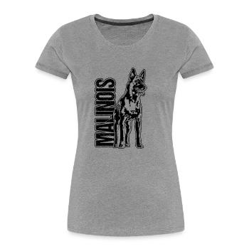 MALINOIS Portrait Hund Hunde Wilsigns - Frauen Premium Bio T-Shirt - Grau meliert - Vorne - Mia (176cm)