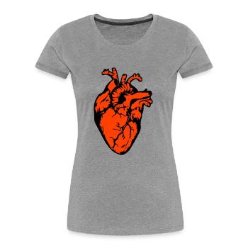 Herz - Frauen Premium Bio T-Shirt - Grau meliert - Vorne - Mia (176cm)
