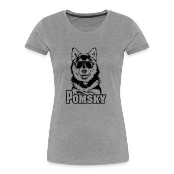 Drôle POMSKY cool lunettes de soleil chien chien - T-shirt bio Premium Femme - gris chiné - Devant - Mia (176cm)