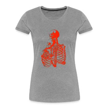 skull skeleton death halloween horror black dead - Women's Premium Organic T-Shirt - heather grey - Front - Mia (176cm)