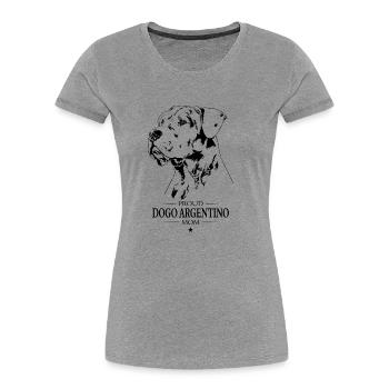 Dogue Argentino Maman Chien Chien Wilsigns - T-shirt bio Premium Femme - gris chiné - Devant - Mia (176cm)