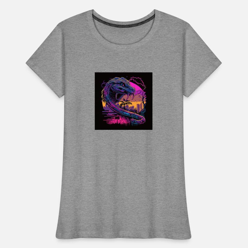 Kamel mit Neonfarben, Synthwave / 80er Jahre Frauen Premium Bio T-Shirt