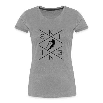 Ski - Frauen Premium Bio T-Shirt - Grau meliert - Vorne - Mia (176cm)