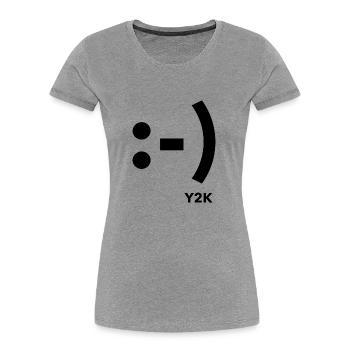 Lächeln Y2K schwarz - Frauen Premium Bio T-Shirt - Grau meliert - Vorne - Mia (176cm)