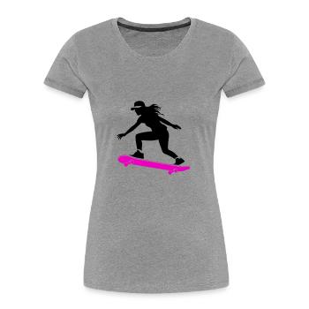 Skateboarding Frau Symbol Skateboard - Frauen Premium Bio T-Shirt - Grau meliert - Vorne - Mia (176cm)