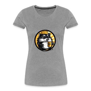 Hérisson Bière Bande Dessinée - T-shirt bio Premium Femme - gris chiné - Devant - Mia (176cm)