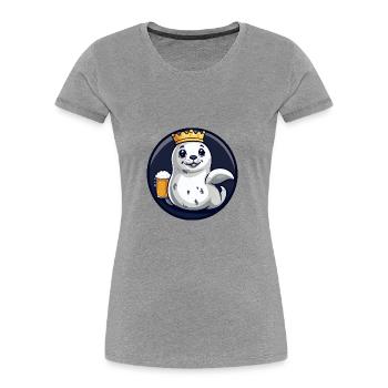 Robbe Tier Bier Comic - Frauen Premium Bio T-Shirt - Grau meliert - Vorne - Mia (176cm)