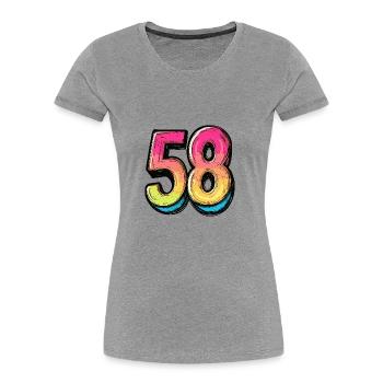 58 Zahl Symbol - Frauen Premium Bio T-Shirt - Grau meliert - Vorne - Mia (176cm)