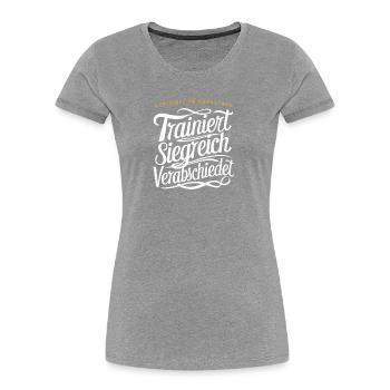 Ruhestand Trainer Danke Coach Abschied Geschenk - Frauen Premium Bio T-Shirt - Grau meliert - Vorne - Mia (176cm)