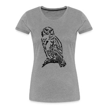 Schöne Schneeeule im Tattoo Style. - Frauen Premium Bio T-Shirt - Grau meliert - Vorne - Mia (176cm)
