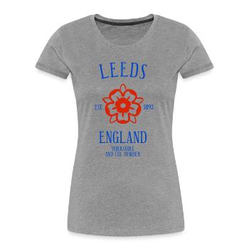 LEEDS England - Women's Premium Organic T-Shirt - heather grey - Front - Mia (176cm)