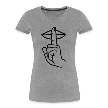 Hand with finger silence hand gesture - Women's Premium Organic T-Shirt - heather grey - Front - Mia (176cm)