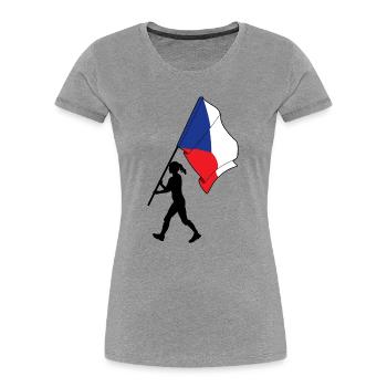 Flagge Tschechien Frau zu Fuß - Frauen Premium Bio T-Shirt - Grau meliert - Vorne - Mia (176cm)