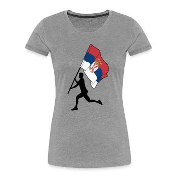 Flag Serbia man running - Women's Premium Organic T-Shirt - heather grey - Front - Mia (176cm)