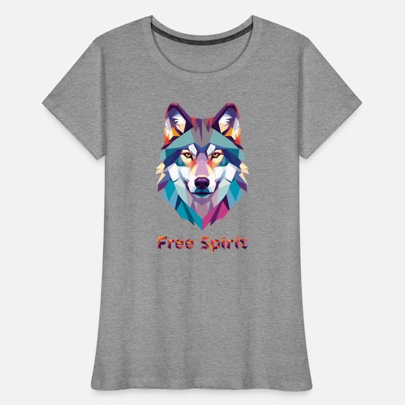 Geomorphischer Wolf mit Farbexplosion Frauen Premium Bio T-Shirt