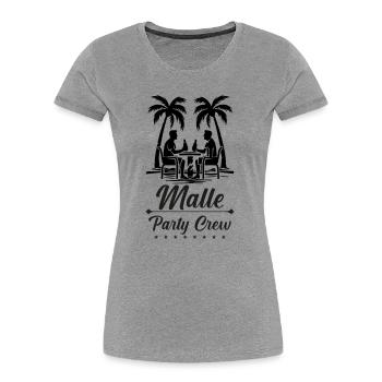 Malle Party Crew Design - T-shirt bio Premium Femme - gris chiné - Devant - Mia (176cm)