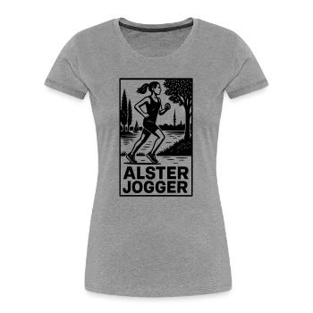 Alster Jogger Hamburg - Frauen Premium Bio T-Shirt - Grau meliert - Vorne - Mia (176cm)